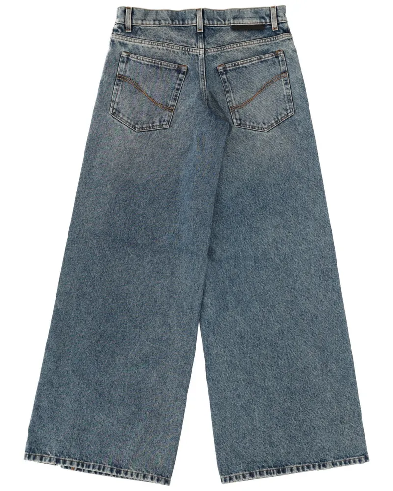 Stella McCartney Lace-Trimmed Wide-Leg Jeans — Blue Blue