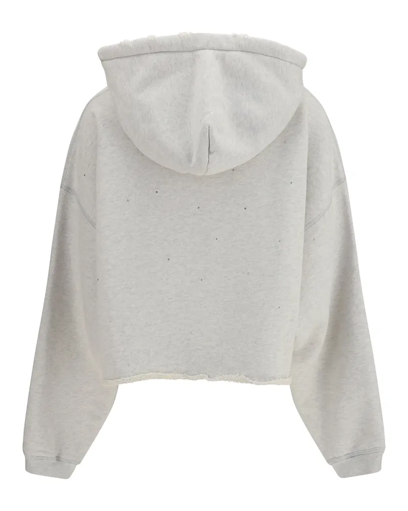 Golden Goose Women's Cropped Hoodie Star Vintage Grey Melange Cotton Sweatshirts Sweater Gray