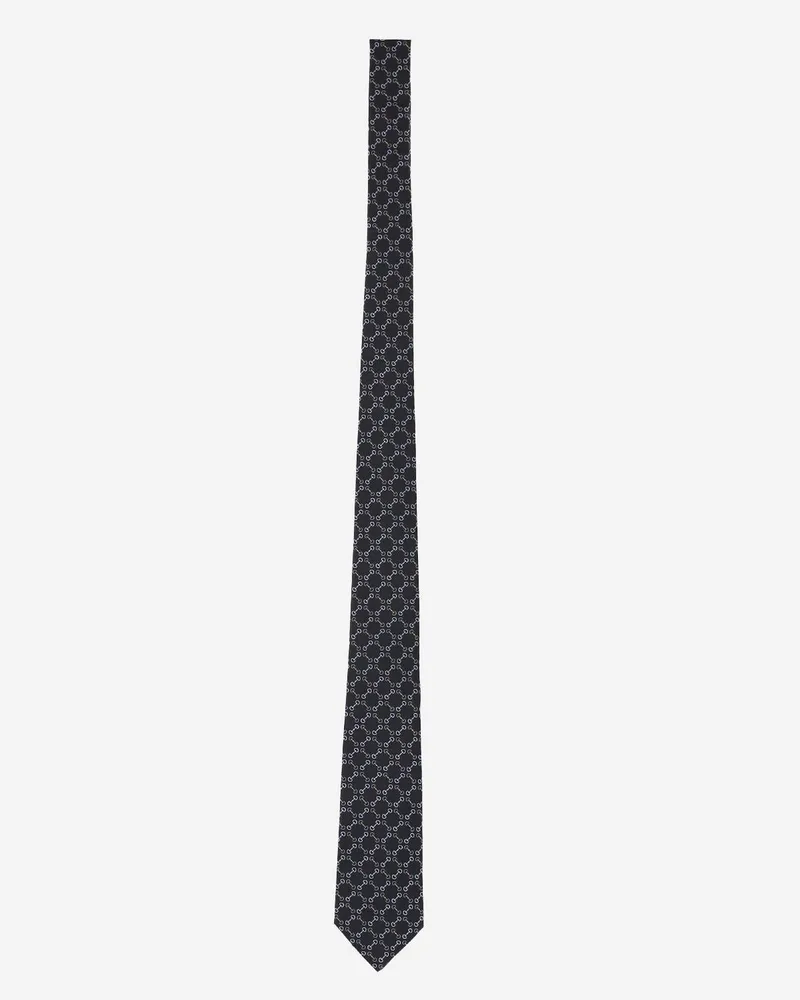 Gucci Men's Tie Jacquard Silk Morsetto Print Black Ties & Bow Black