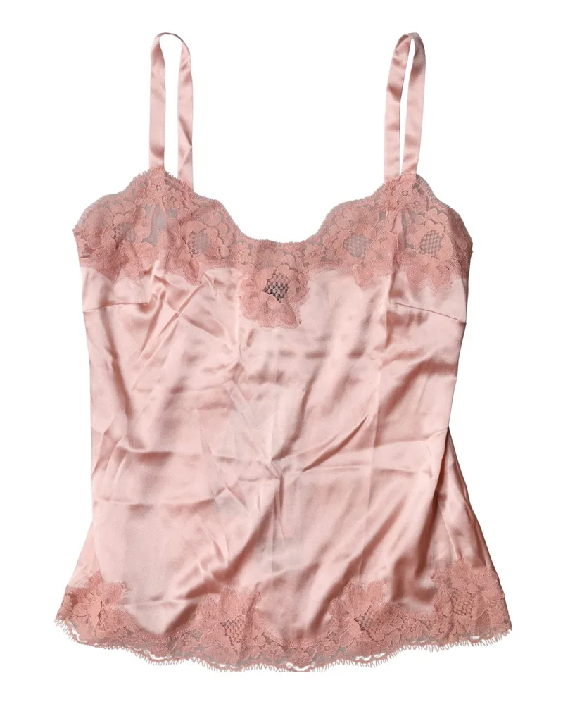 Dolce & Gabbana Women Light Pink Floral Lace Lingerie Top Underwear Cotton Elastane Nylon Silk Pink