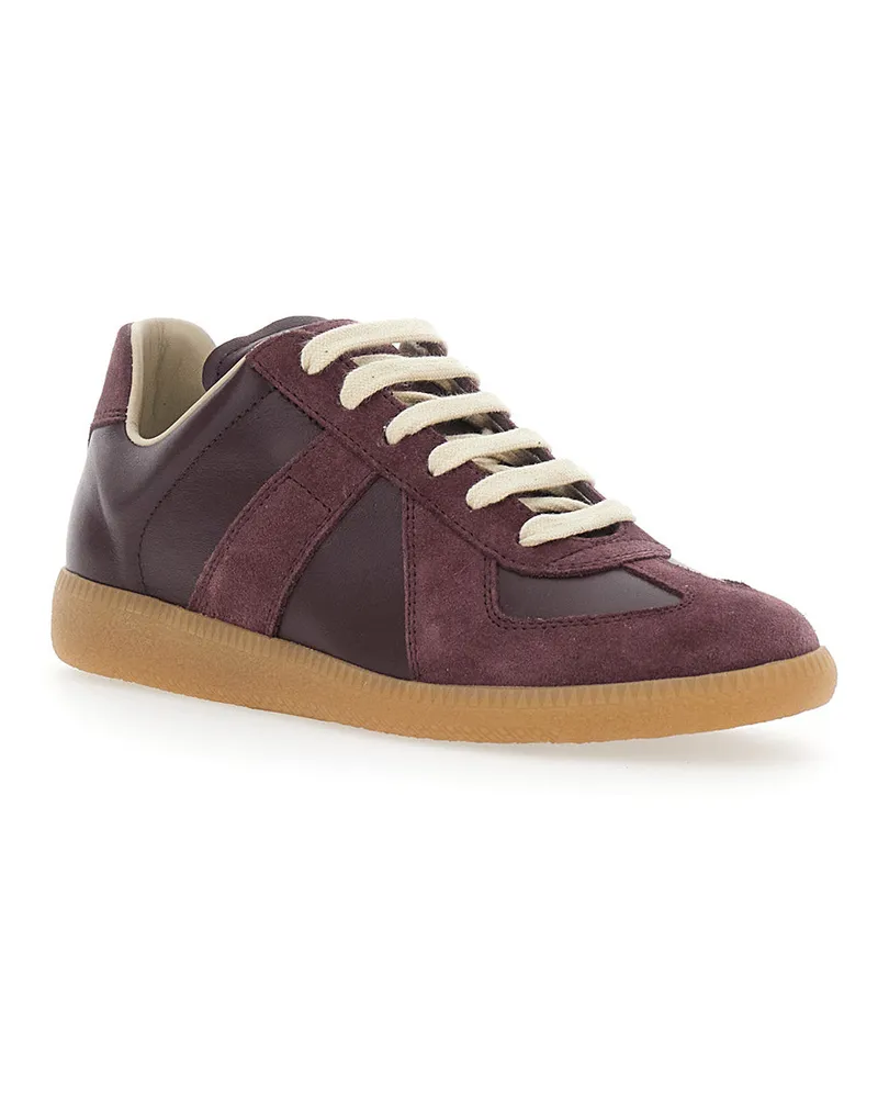Maison Margiela Women's Low Top Sneakers Brown Leather And Suede Calf Trainers Brown