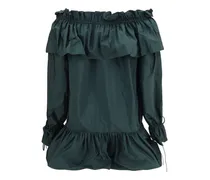 Women's Ruffled Nylon Poplin Dress Vert Fonce Polyamide