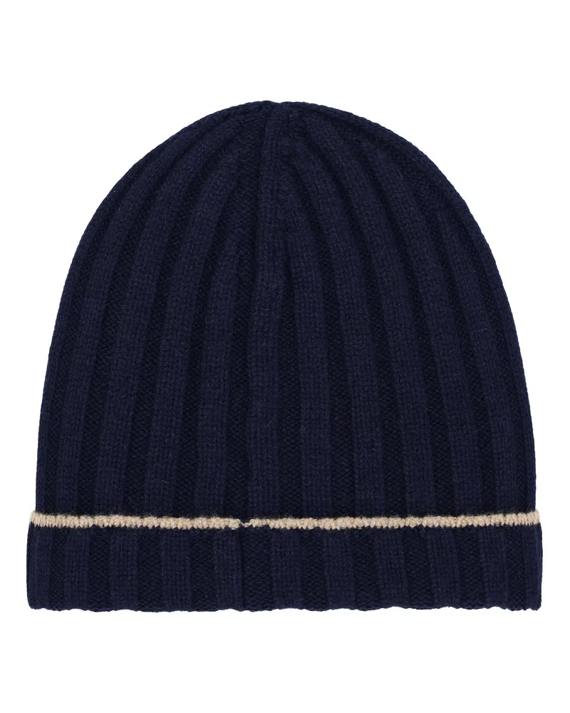 Brunello Cucinelli Men's Beanie Hat Cashmere Navy-Camel (capra Hircus) Navy/camel Navy