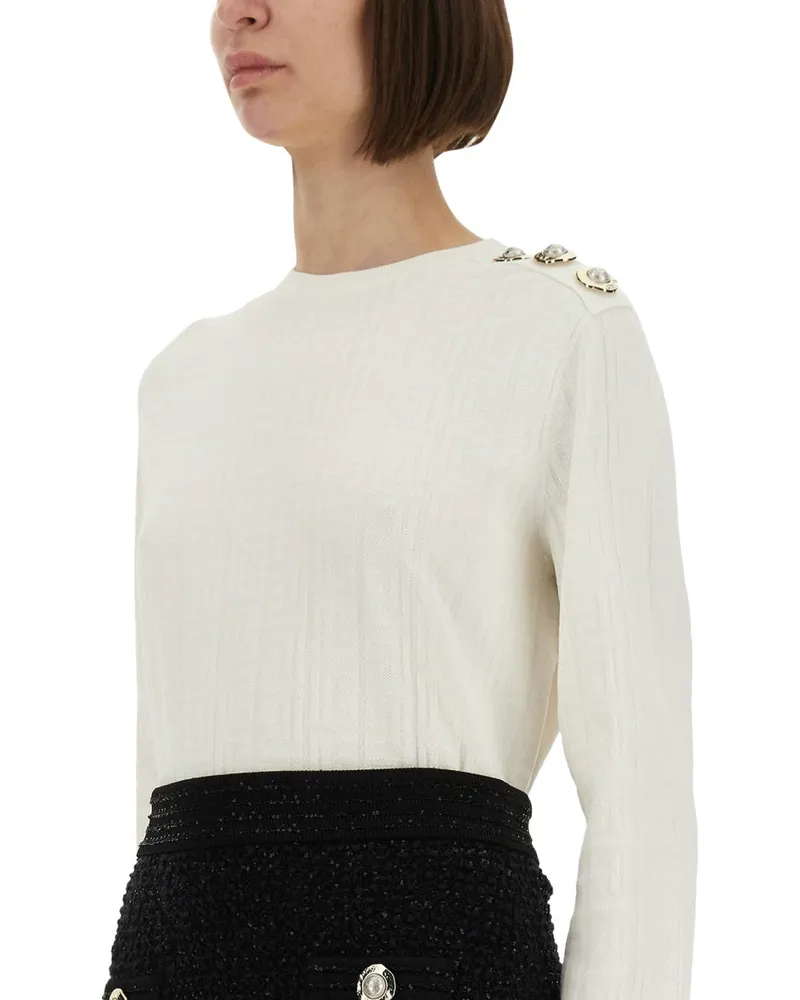 Balmain Viscose Knit Sweater — Ivory Ivory
