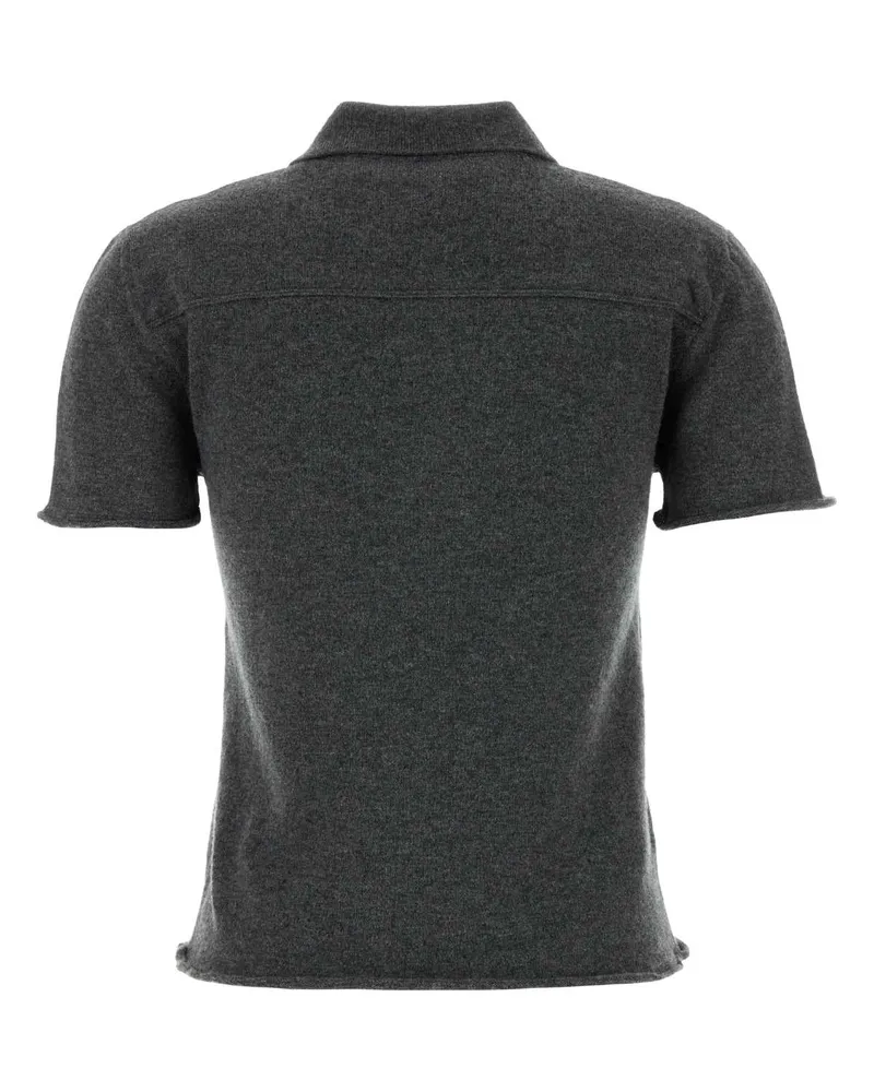 Miu Miu Women's Grey Cashmere Polo Shirt Ardesia Exterior: Maglieria Gray