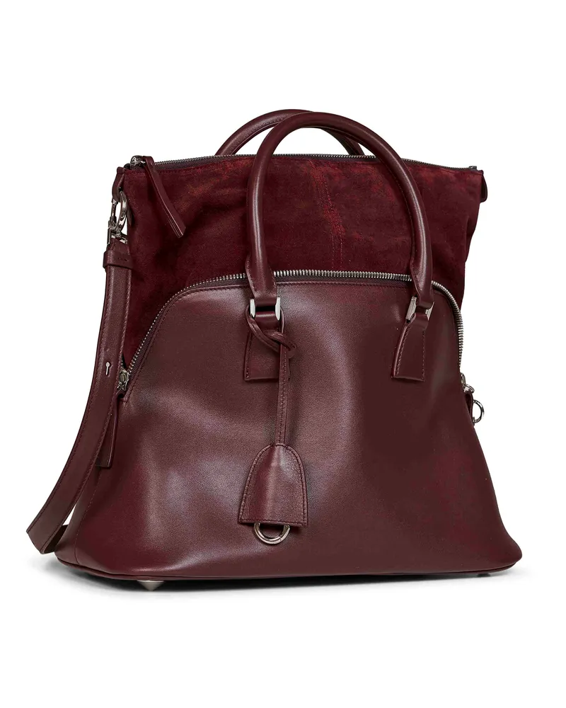 Maison Margiela Women's Handbag 5ac Soft Medium Burgundy Calf Leather Handbags Hand Bags Burgundy