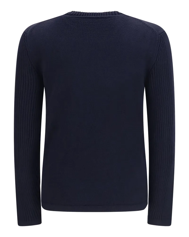Prada Virgin Wool with Chest Pocket Sweater — Navy Navy
