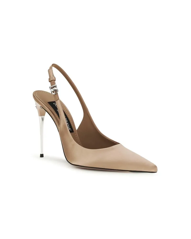 Dolce & Gabbana Women's Beige Silk High Heel Pumps Beige