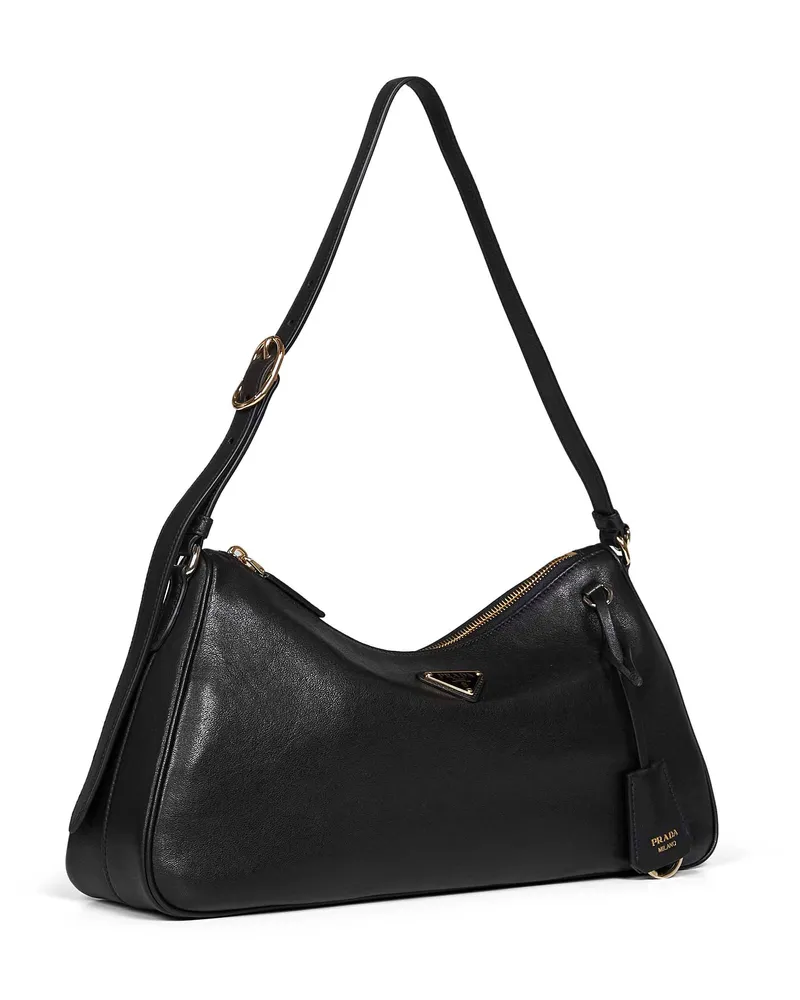 Prada Women's Shoulder Bag Aimée Black Lambskin Handbags Hand Black