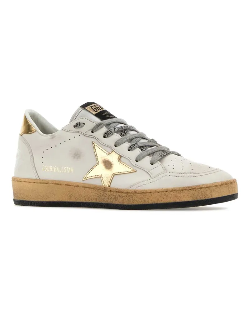 Golden Goose Women's White Leather Ball Star Sneakers Milkgold White