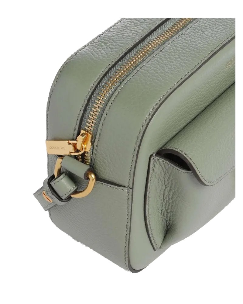 Coccinelle Beat Grained Leather Crossbody Bag — Green Green