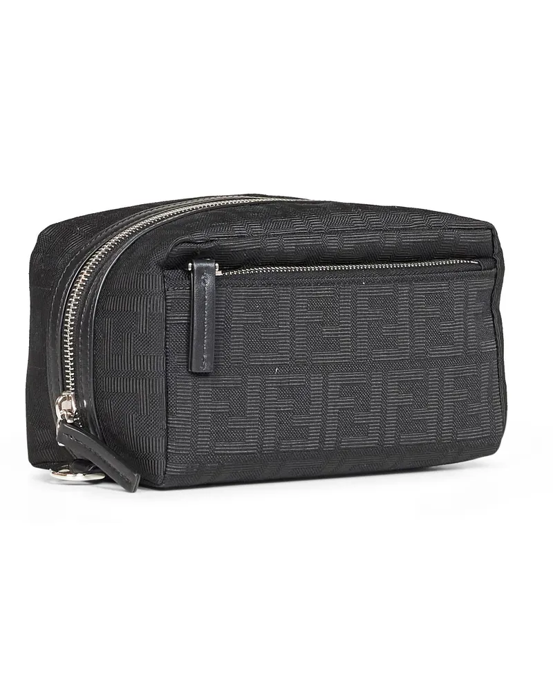 Fendi Men's Beauty Case Zucca Black Jacquard Polyester Handbags Hand Bags Black