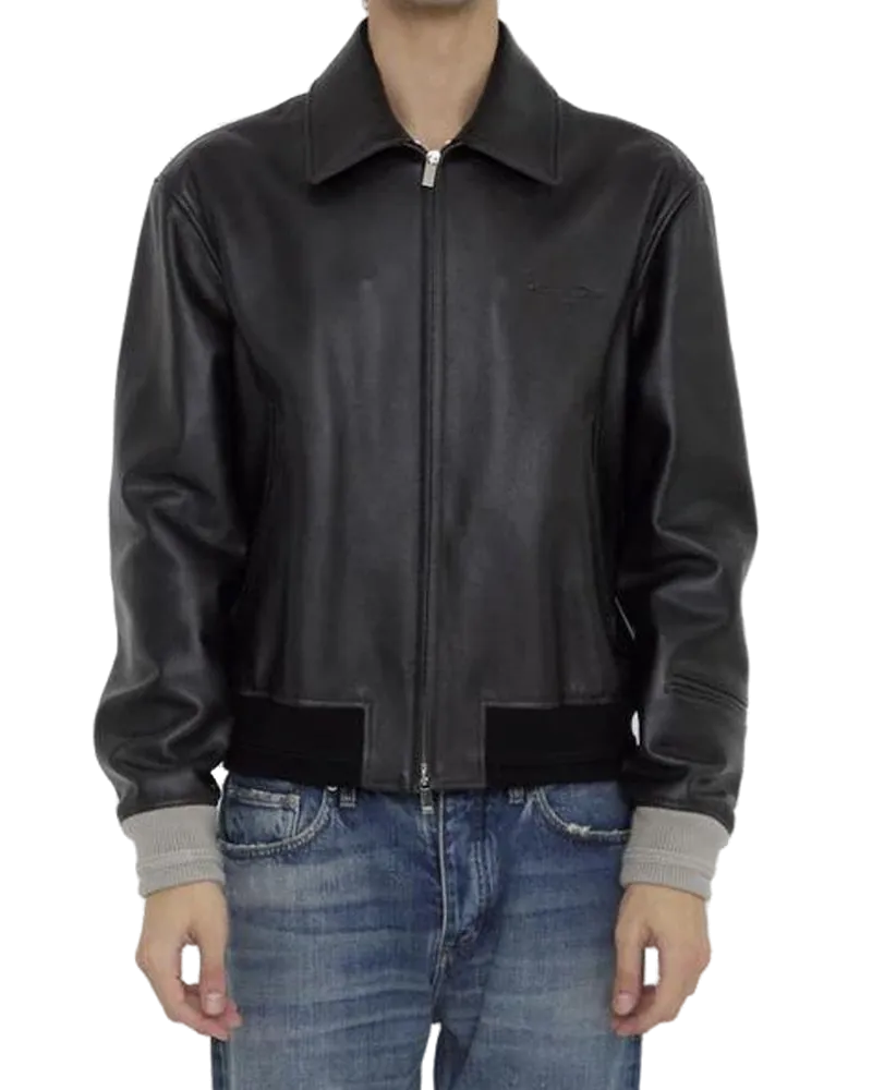Dior Men's Black Leather Jacket Clothing Black