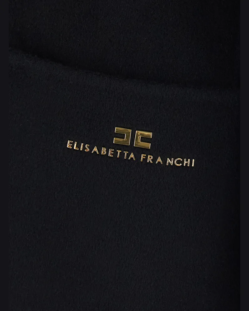 Elisabetta Franchi Belted Tech Fabric Coat — Black Black