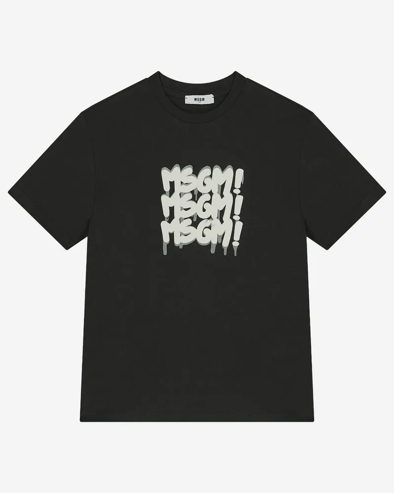 MSGM Kids' T-Shirt Cotton Black T-Shirts And Polos Black