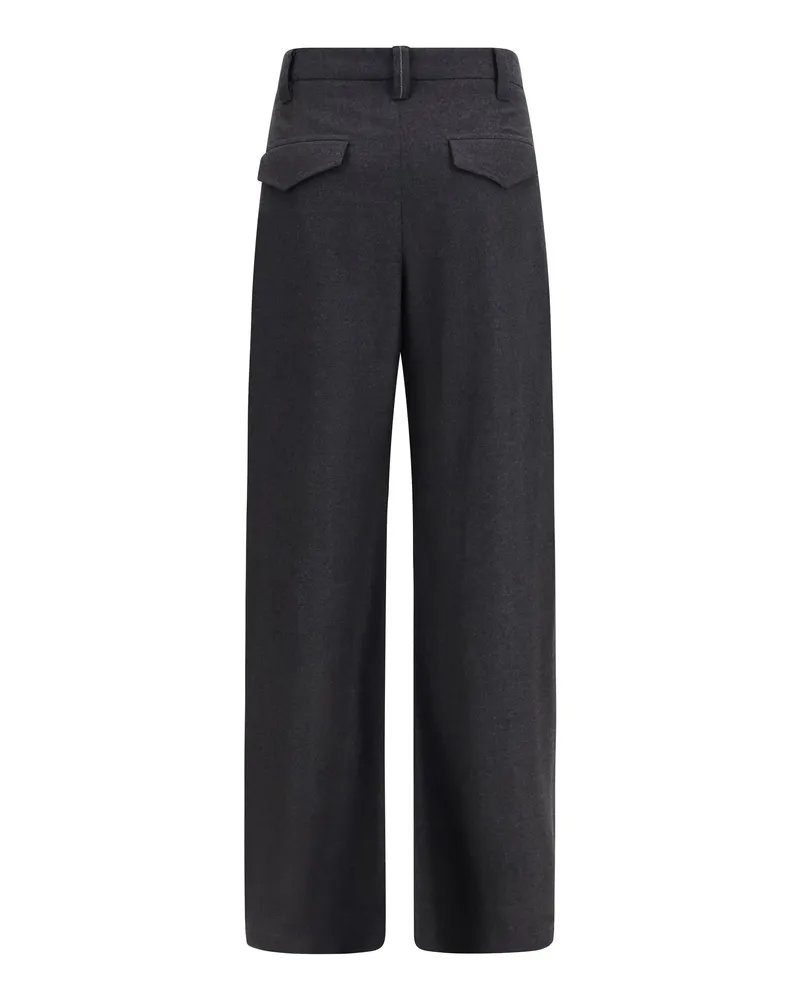 Brunello Cucinelli Virgin Wool Trousers — Gray Gray