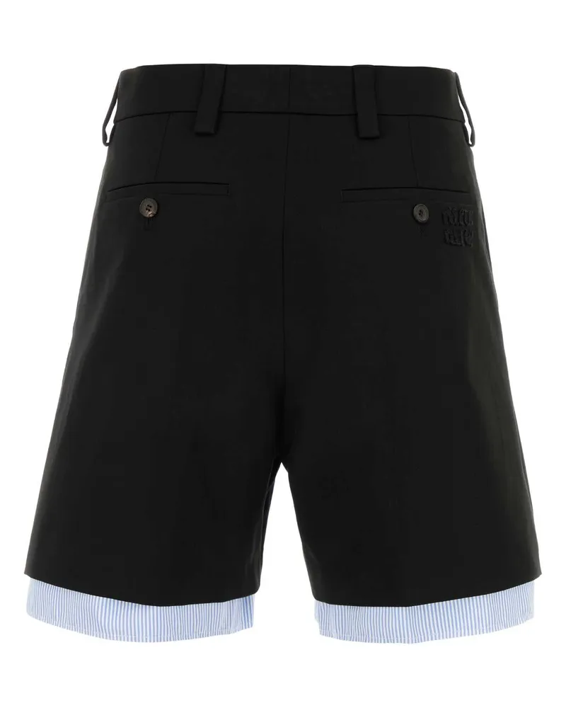 Miu Miu Women's Black Cotton Bermuda Shorts Nero Pantaloni Trousers Black