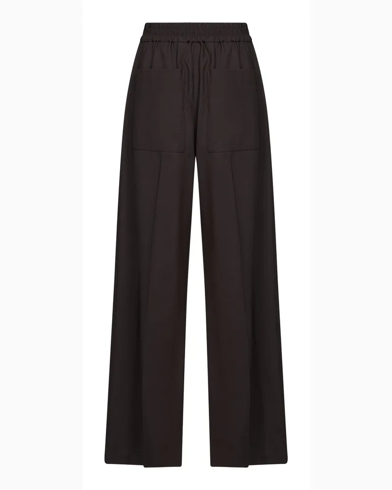 Brunello Cucinelli Virgin Wool Wide-Leg Trousers — Brown Brown