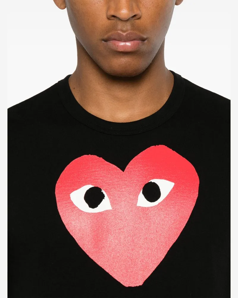 Comme des Garçons Logo-Heart Print T-shirt — Black Black