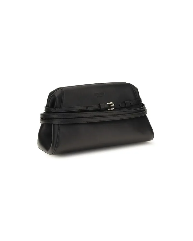 Moschino Women's Black Goatskin Shoulder Bag Black
