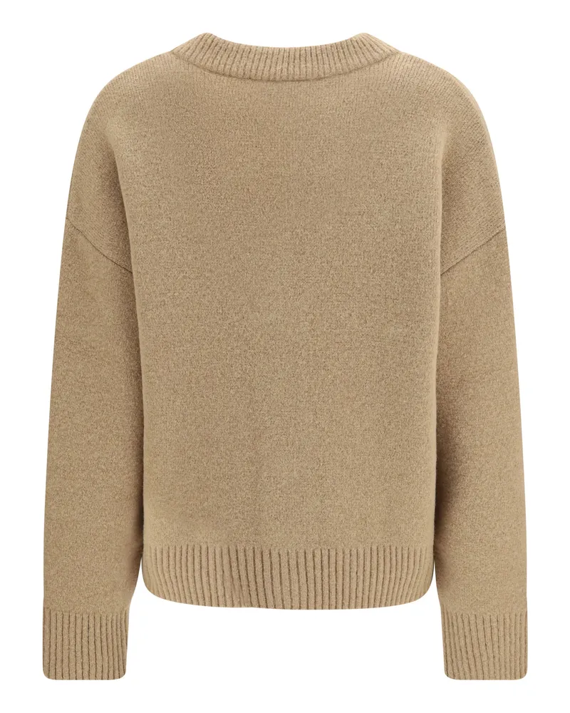 AMI Paris Women's Ami De Coeur Cardigan Alpaca Beige Mastic-Ecru Mastic/ecru Sweater 