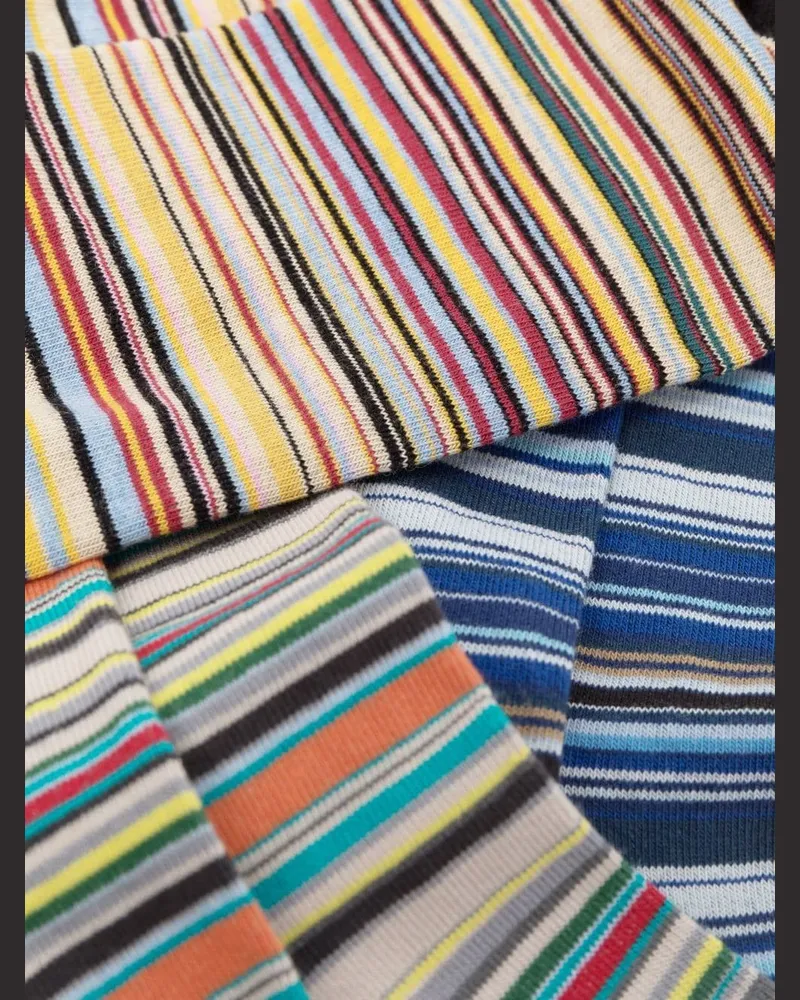 Paul Smith Striped Cotton Blend Socks — Multicolor Multicolor