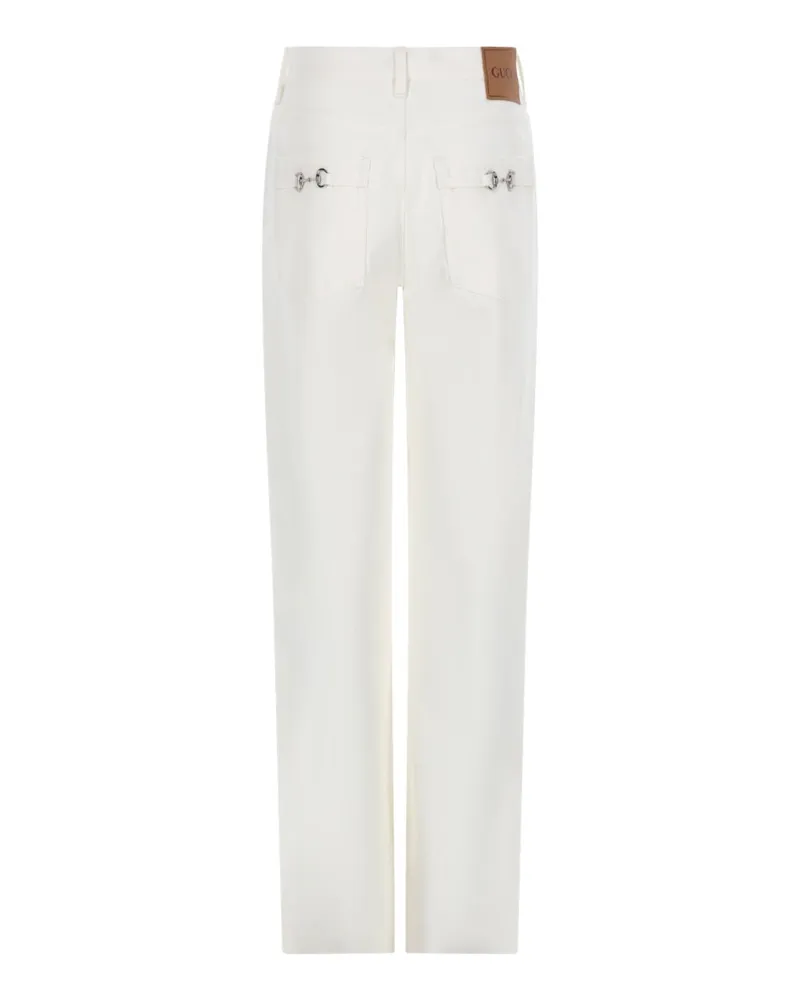 Gucci Loose Fit Cotton Denim Jeans — White White