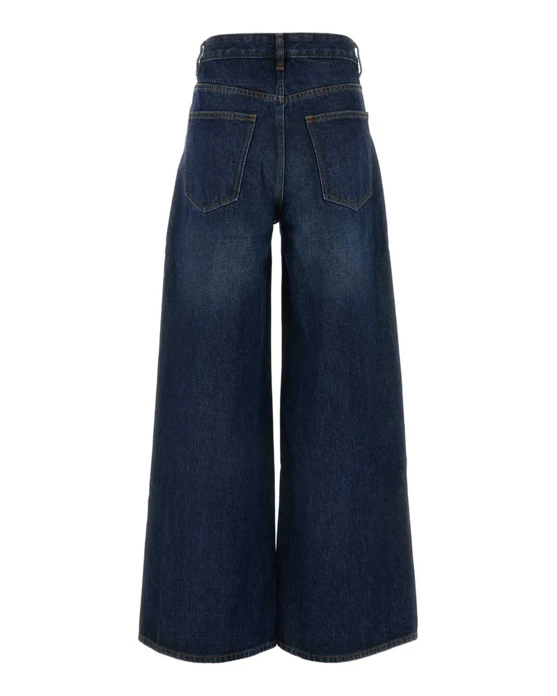camilla and marc Women's Two-Tone Denim Palma Wide-Leg Jeans Splicedblue Exterior: Cotton Blue