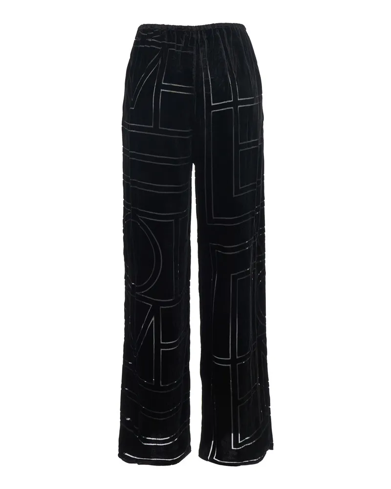 Totême Women's Trousers Black Velvet Viscose Black