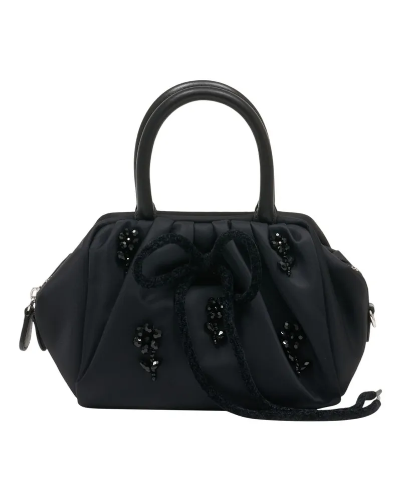 Simone Rocha Women's Mini Gathered Top Handle Bag W- Emb -  Synthetic Black Handbags-Purses Black