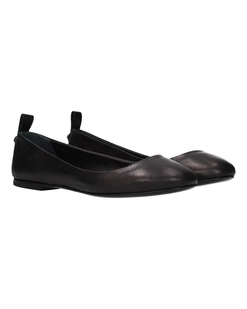 ATTICO Women's Black Leather Ballet Flats Black
