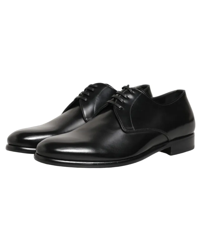 Dolce & Gabbana Women's Black Leather Lace Up Derby Dress Shoes Calf Black