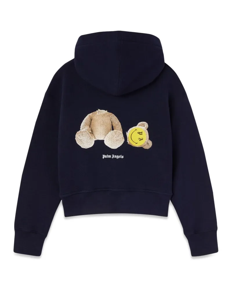 Palm Angels Zip-Up Cotton Sweatshirt — Blue Blue