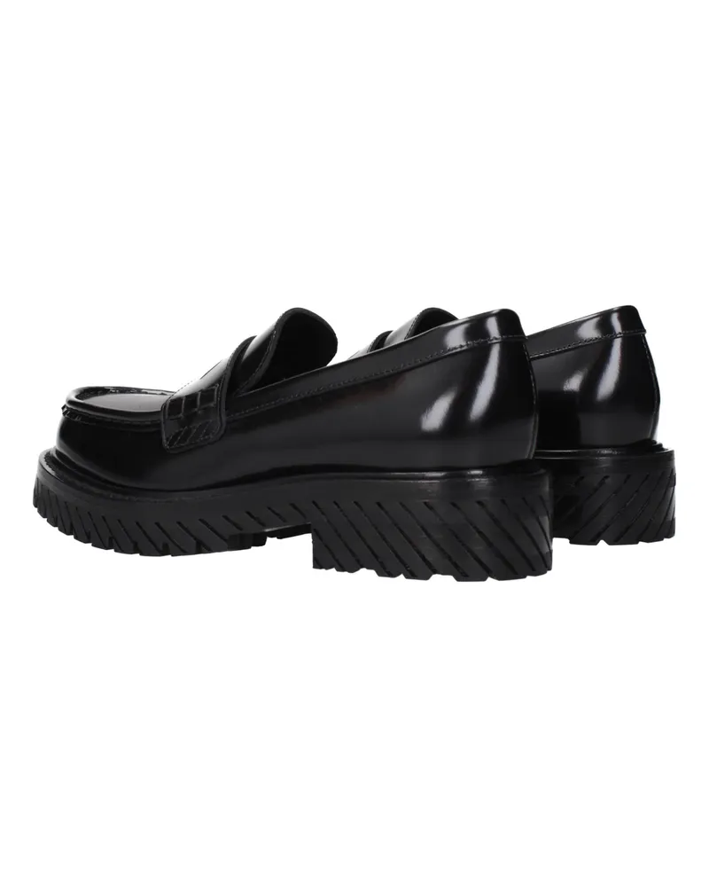 OFF-WHITE Women's Black Leather Slip-On Loafers Black