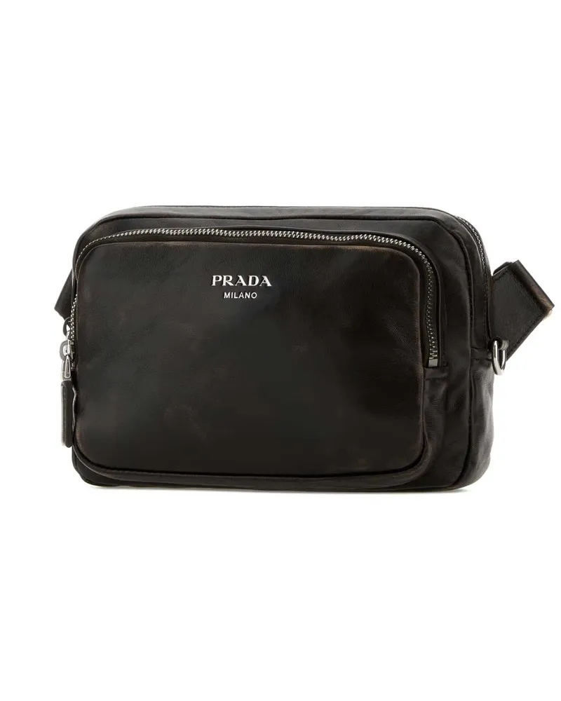 Prada Men's Dark Brown Nappa Leather Crossbody Bag Moro Borse A Tracolla Brown