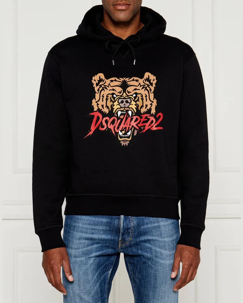 Dsquared2 Men's Angry Bear Logo Cool Fit Hoodie Black Clothing > Knitwear Black