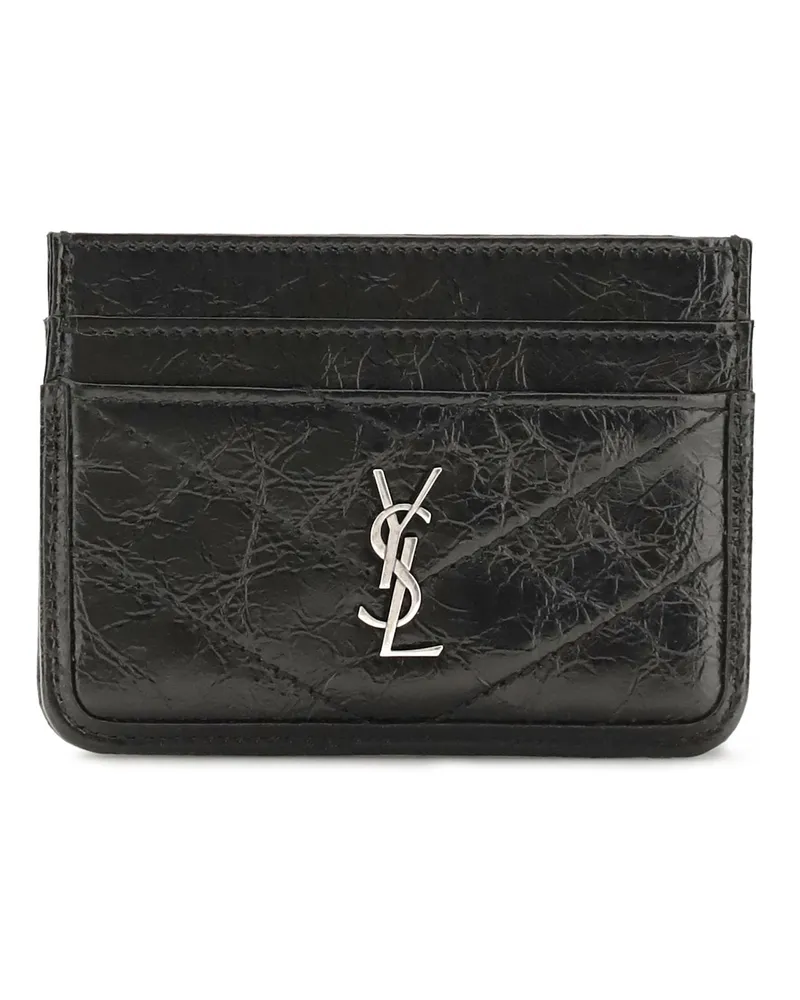 Saint Laurent Women's Card Holder Niki Vintage Black Calfskin Calf Leather Shoulder Bags Black