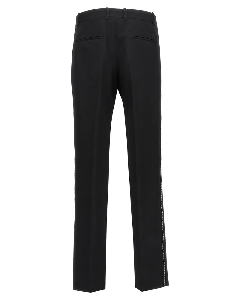 OFF-WHITE Logo-Embroidered Wool Trousers — Black Black