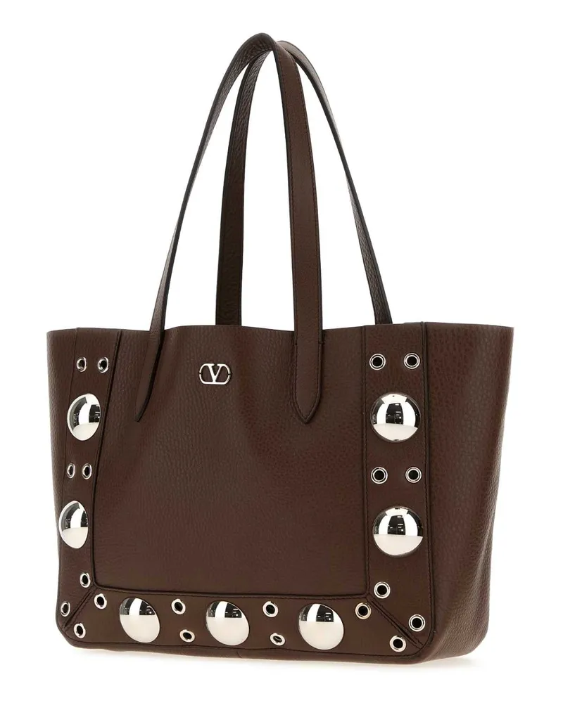Valentino Garavani Women's Brown Leather Small Nellcãte Shopping Bag Teakbrown Borse A Mano Brown