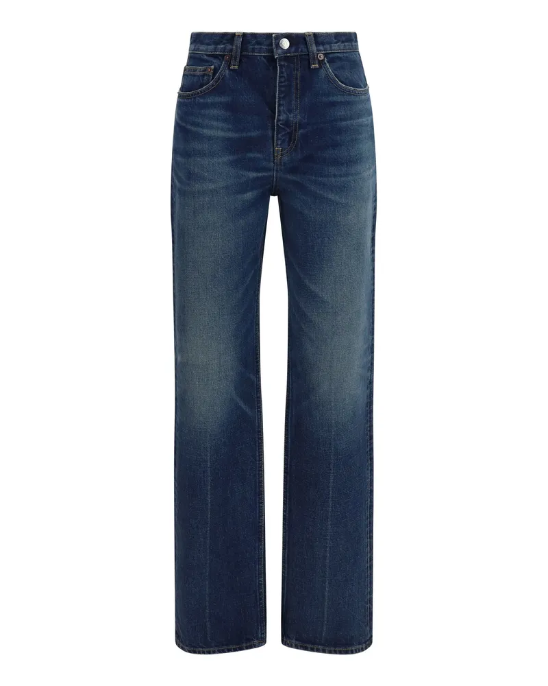 Totême Straight-Leg Japanese Cotton Jeans — Blue Blue