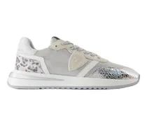 Women's Canvas Animal-Print Low-Top Sneaker White