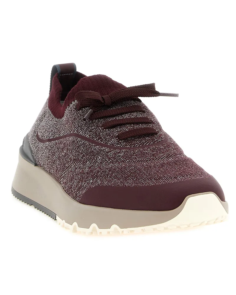 Brunello Cucinelli Men's Bordeaux Cotton Athletic Sneakers Bordeaux