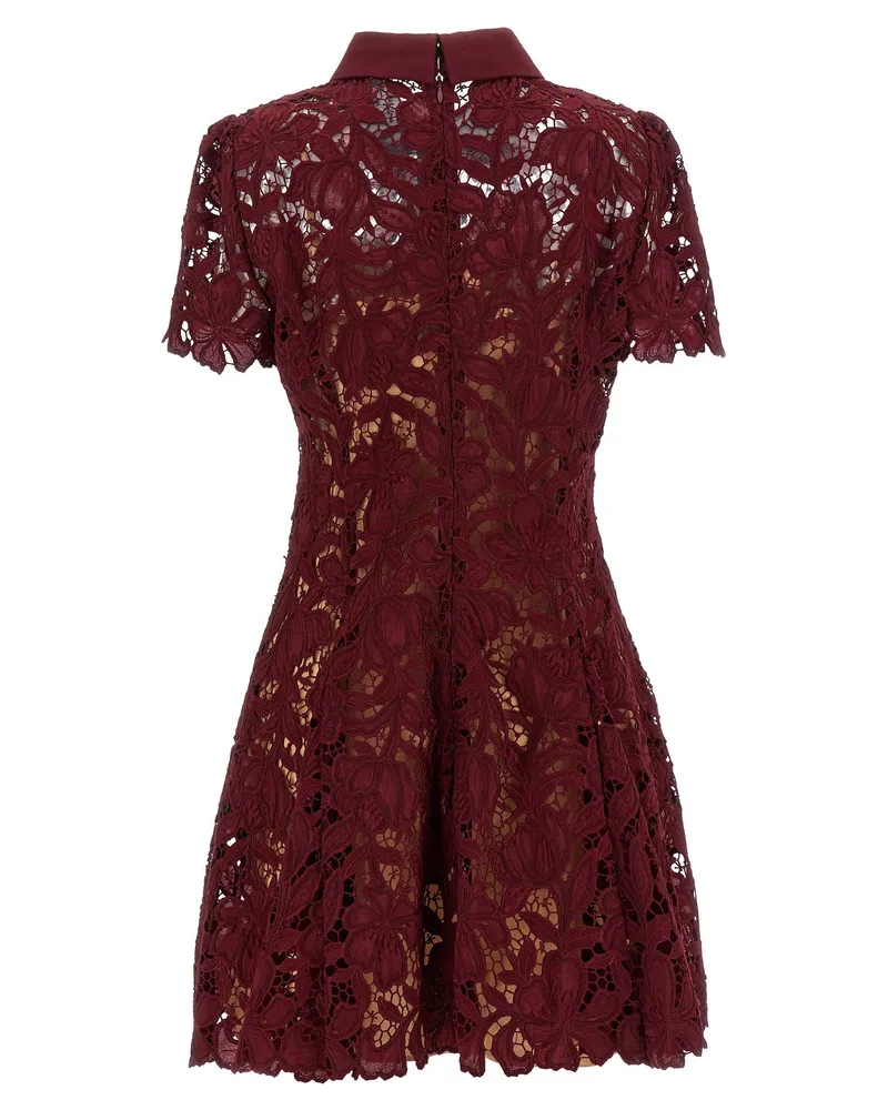 Self-Portrait Floral Lace Dress — Burgundy Burgundy