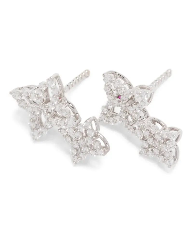 Roberto Coin Women's 18kt White Gold Flower Drop Earrings Continuty White
