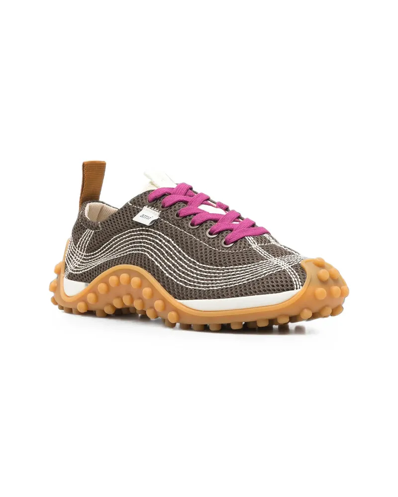 AMI Paris Low-Top Leather and Rubber Sneakers — Brown Brown