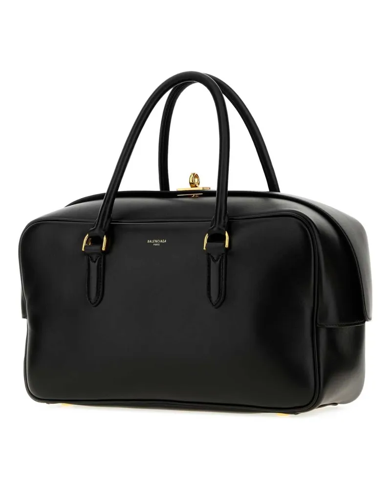 Balenciaga Le 7 Lambskin Leather Bowling Bag — Black Black