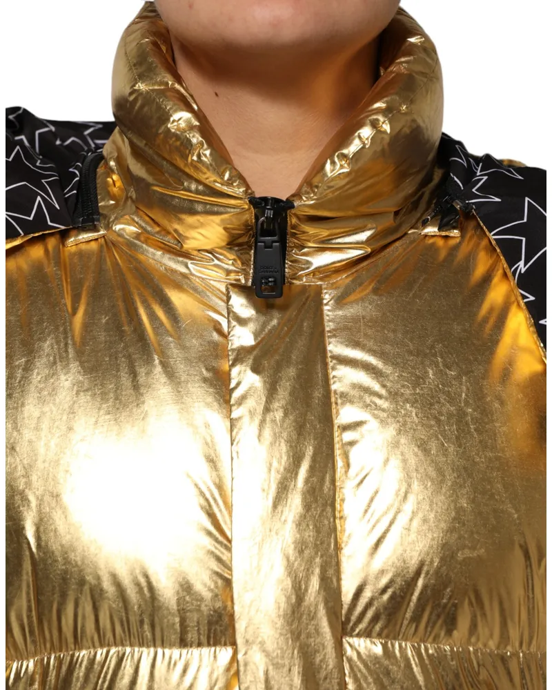 Dolce & Gabbana Metallic Quilted Puffer Down Jacket — Gold Gold