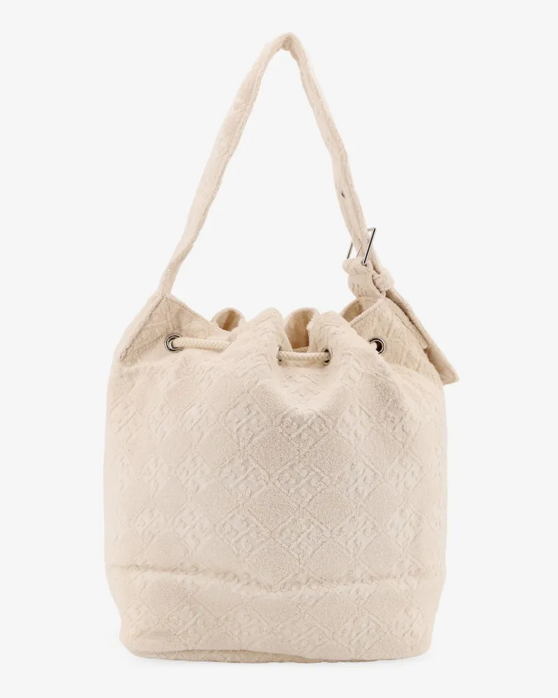 Tory Burch Women's T Monogram Terry Canvas Bucket Bag White Body: Cotton White