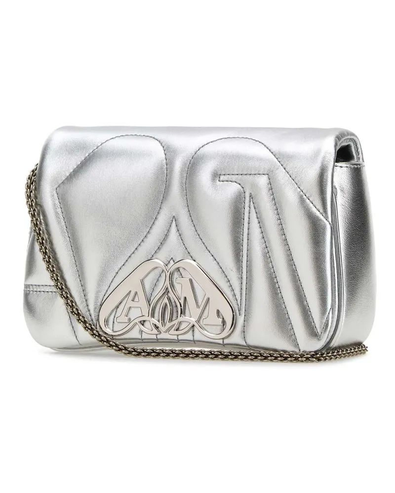 Alexander McQueen Women's Silver Leather Mini Seal Clutch Lightsilver Silver