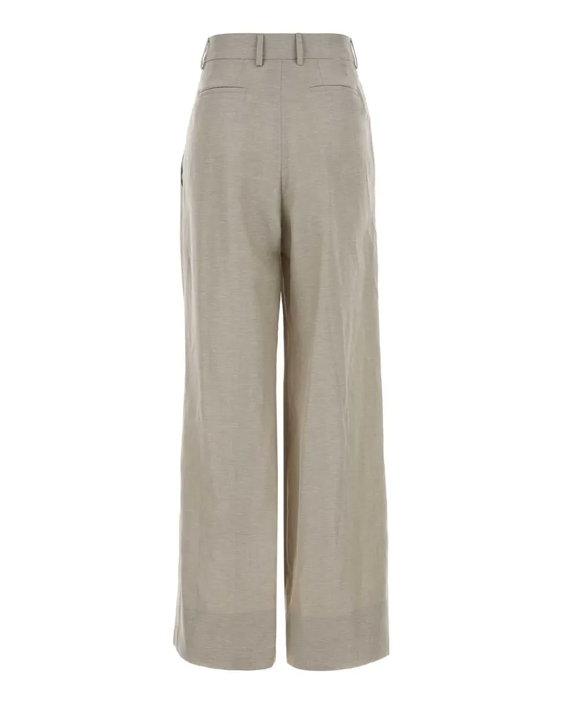 PT TORINO Women's Sand Twill Wide-Leg Frankie Pant Ghiaccio Exterior: Vigin Wool Linen Pantaloni Beige